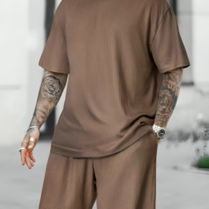 Conjunto acanalado Oversize color Morrón