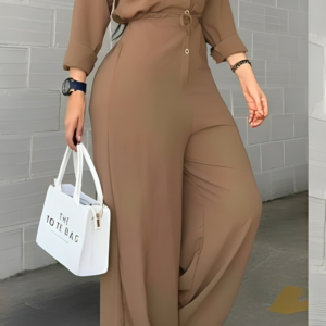 Enterizo Manga Larga con Botas Anchas. Marrón claro